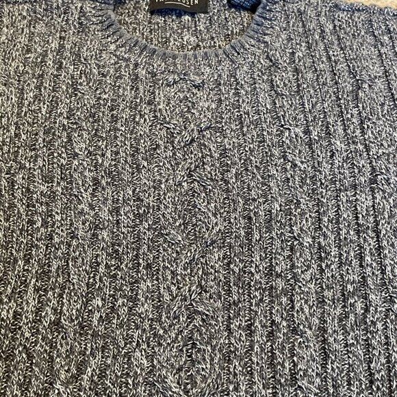 Van Heusen Chunky Cable Knit Pullover Sweater Men's Large Gray Ramie Cotton - Picture 2 of 9